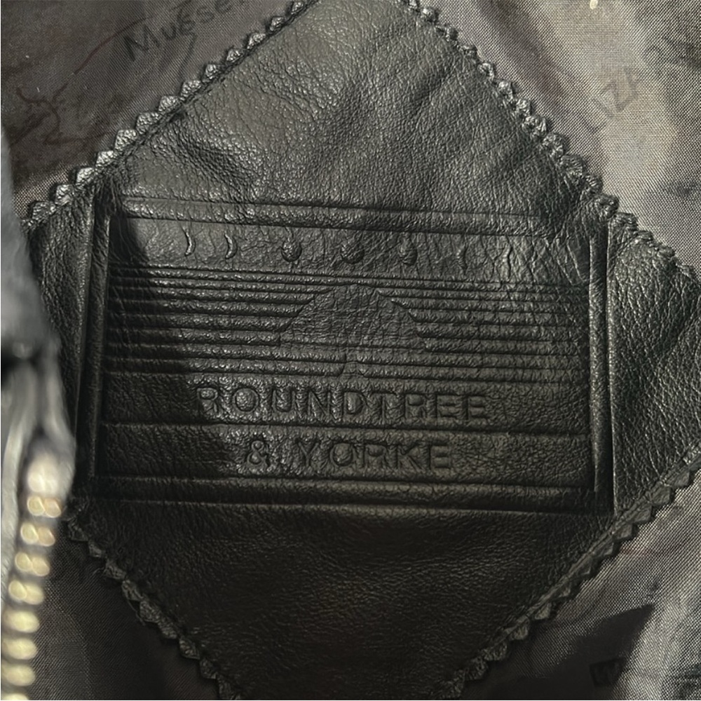 Roundtree & Yorke bomber aviator Black Leather jacket Sz S - Picture 2 of 11